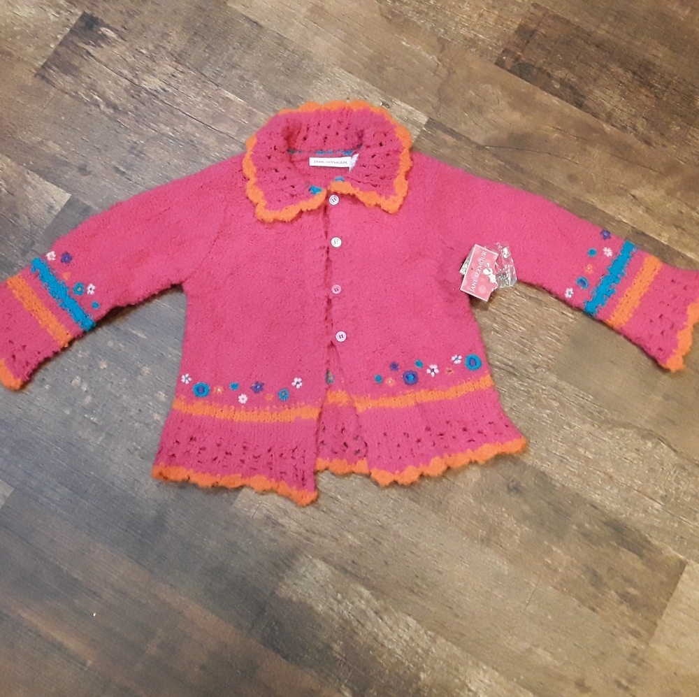 Jane Seymour Girls Size 2T Knit Cardigan Sweater Floral Multicolor New